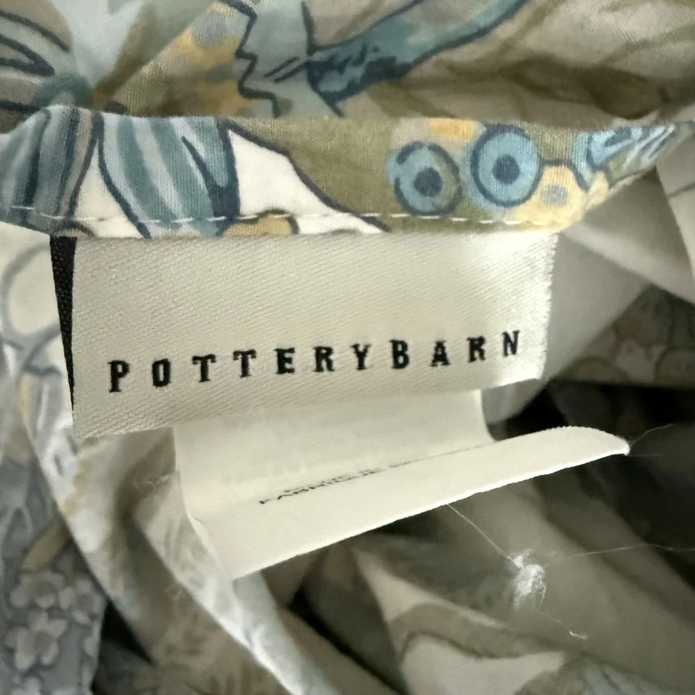 Pottery Barn Sydney Palampore Duvet Cover King Organic Cotton Botanical Blue
